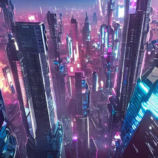 Prompt: massive cyberpunk city with incredible futuristics architecture, full of life and action, hyper detailed, city shown from a ladys perspective 
superrealistic,4k,8k,dramatic lighting