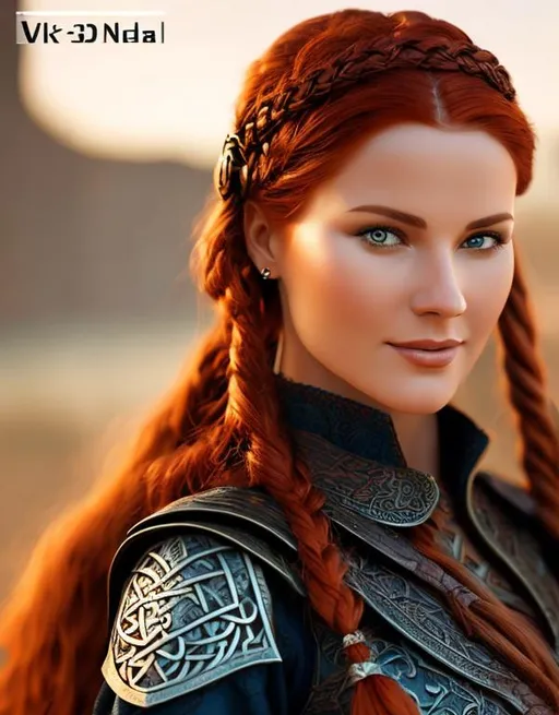 Prompt: highest quality stylized viking woman masterpiece, red hair, award-winning 3d oil painting art, perfect anatomy in perfect composition, long shot, hyper-realistic photography, intricate, 64k, UHD, HDR, (intricate eyes), extraordinary lips, subtle smile, gorgeous eyelashes, highly detailed face, hyper-realistic facial features, cinematic 3d volumetric, dramatic lighting with backlit backlight, by Julia Razumova