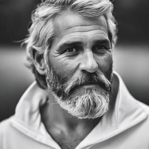 Prompt: 45 year old handsome grey bearded haired sailor
