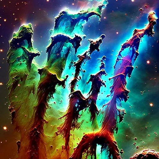 Prompt: view from center of Pillars of Creation