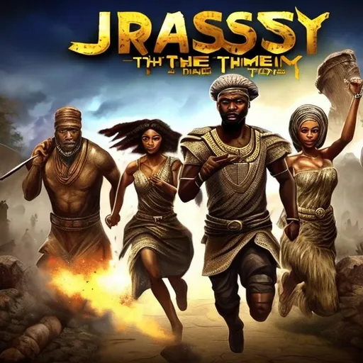 Prompt: create art for this game "JTNigerianOdyssey: The Race Through Time. The game's gripping storyline unfolds against a backdrop of Nigeria's historical events, allowing players to experience the country's journey firsthand.
