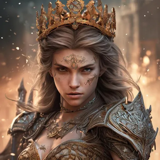 Prompt: create a photograph of beautiful  female with crown striking other female down with sword, extremely detailed environment, detailed background, intricate, detailed skin, natural colors , professionally color graded, photorealism, 8k, moody lighting



