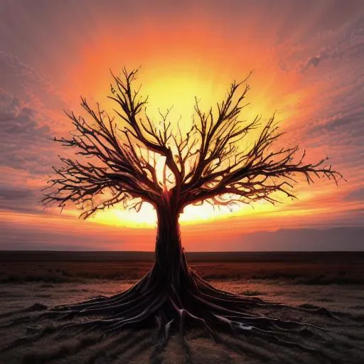 Prompt: Apocalypse Sunset Tree