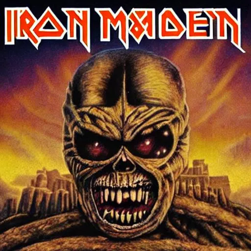 Prompt: iron maiden album cover