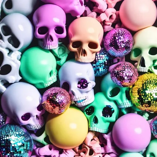 Prompt: Aesthetic
Candy Pastels
Skulls
Disco balls
Cute
