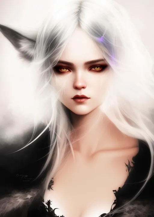 Prompt: She-wolf. intricate details. art by artgerm, Casey baugh, David Palumbo, Anna dittmann, tom Bagshaw. beautifully lit, best quality. iridescent color.
