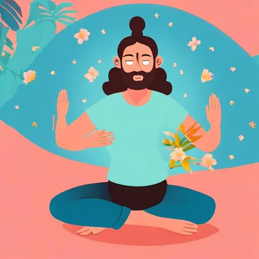 Prompt: animated yoga and meditation instructor 
