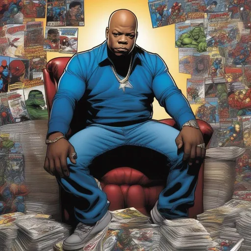 Prompt: the rap artist "too short" as a marvel comic superhero 