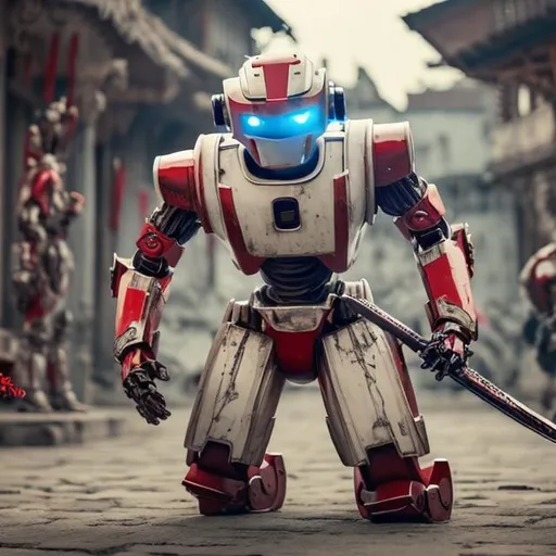Prompt: gandam robot in middle of action cool red and white with swords
8k

 
