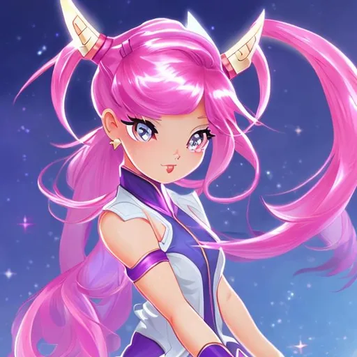 Prompt: asian pink hair ponytail starguardian character
