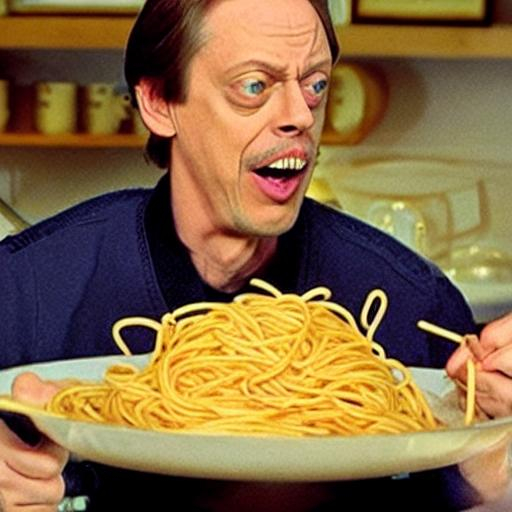 Steve Buscemi eats spaghetti