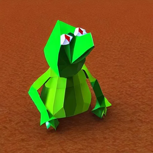 Prompt: low poly kermit