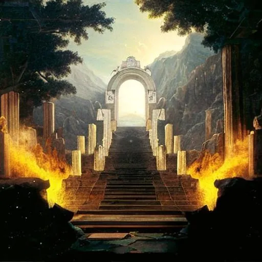 Prompt: entrance to Elysium from greek mythology