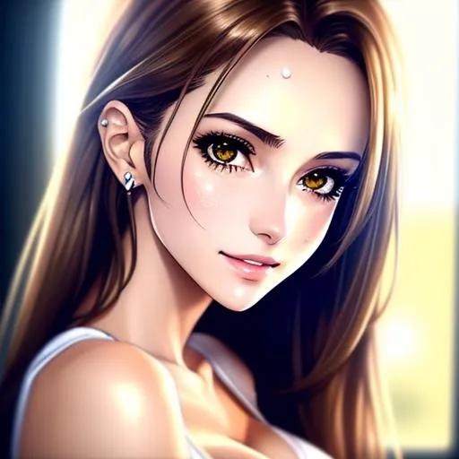 Semi Realistic Anime Girl Skin Highlights Hair Hig Openart 3440