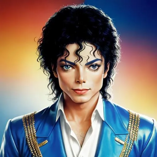 Prompt: Michael Jackson  in colors of blue