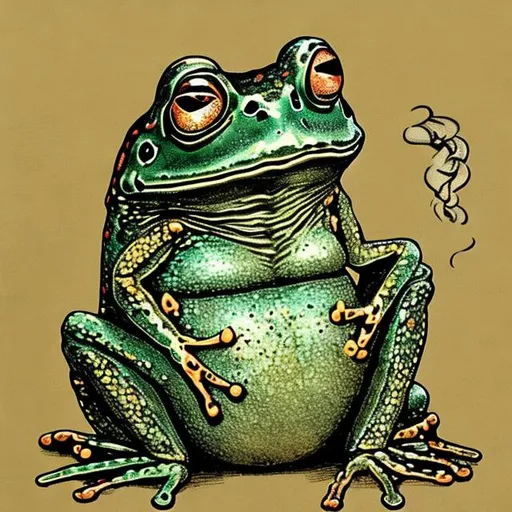 Prompt: ANCIENT SMOKING FROG
