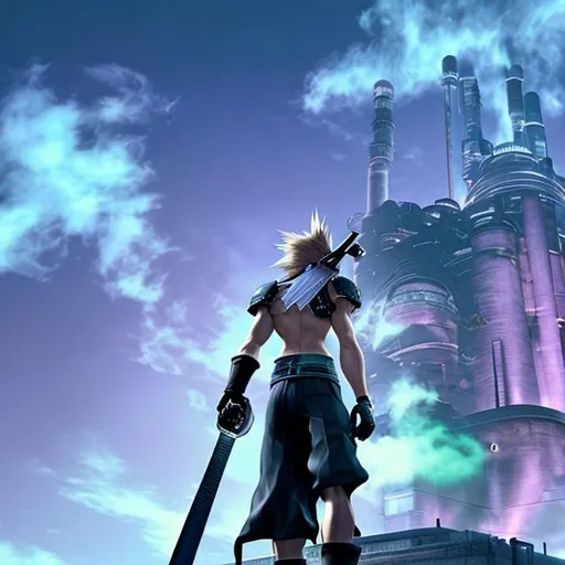 Prompt: final fantasy VII main characters, vapor ware