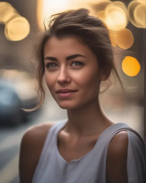 Prompt: With a telephoto lens, a portrait comes to life, capturing the subject's emotions with sharp focus and a beautifully blurred bokeh background.