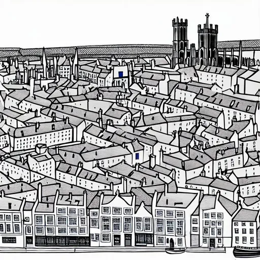 Prompt: draw me a cityscape of York in colour