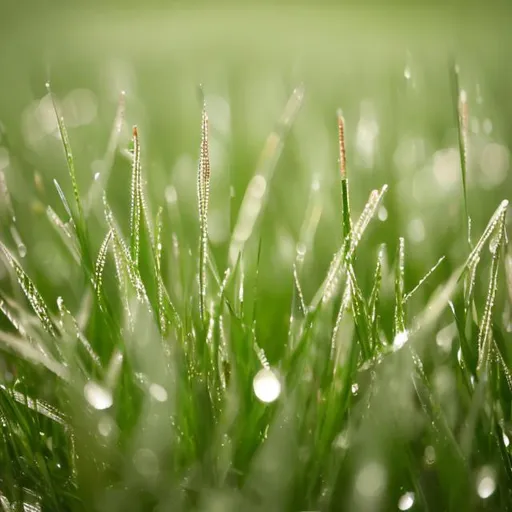 Prompt: photo of grass wet by rain 