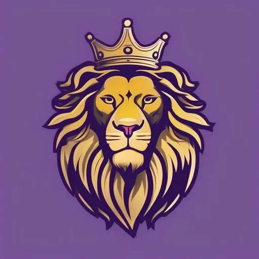 Prompt: Purple and gold lion logo with a crown