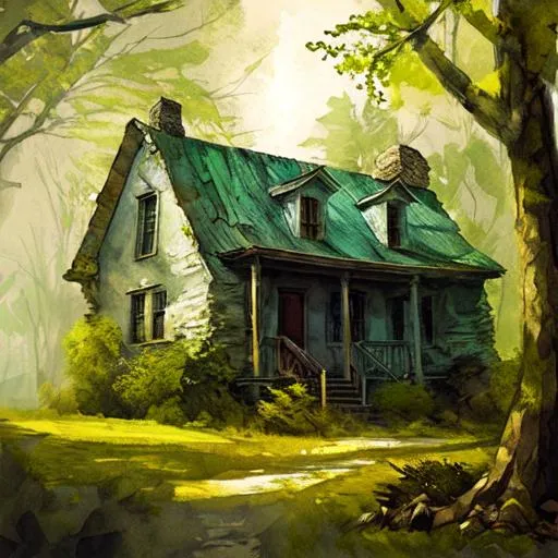 Prompt: old mystic house in the forest