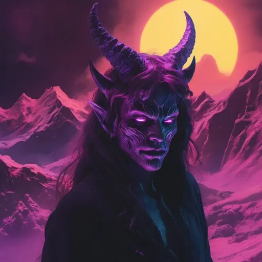 demon, hell, demonic, vaporwave, retro, neon, aesthe...