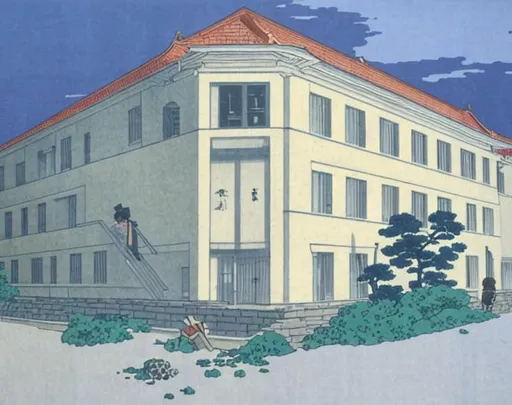 Prompt: building, Hokusai