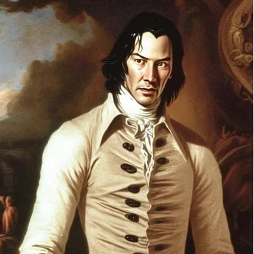 Prompt: Keanu Reeves without beard 1750's man 