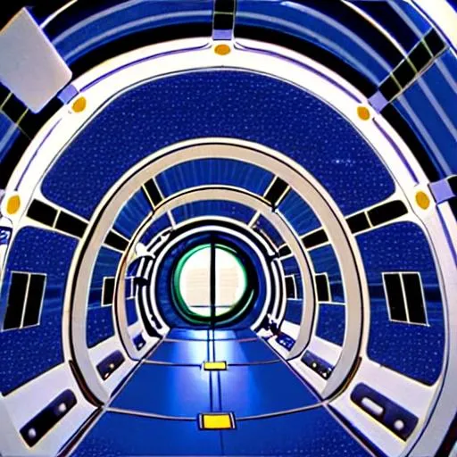 Prompt: O'Neil Cylinder Space Station interior