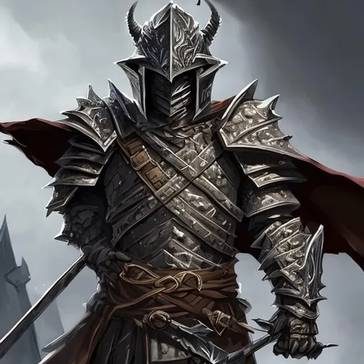 Prompt: Make a menacing DnD character in half plate armor