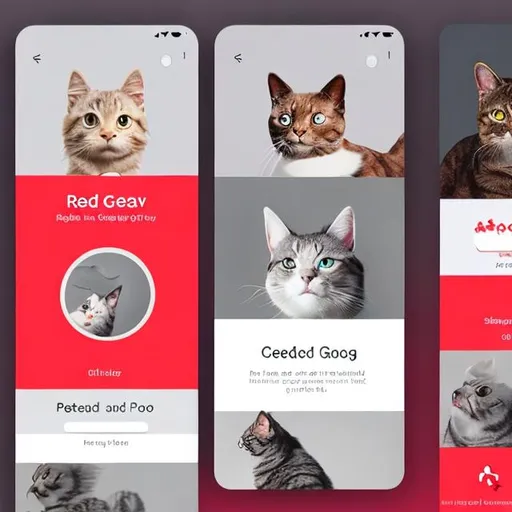 Prompt: Create a profile page for an app for pet owners called "PetCloud" and use red and gray as the main colors. Focus on cats and dogs, and create a logo for the app.