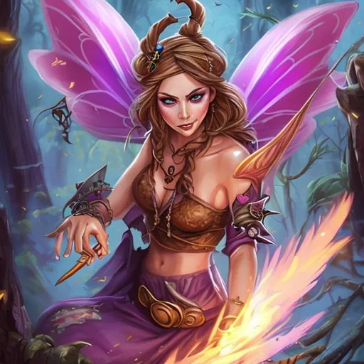Prompt: Female Fairy wild magic sorcerer pirate
