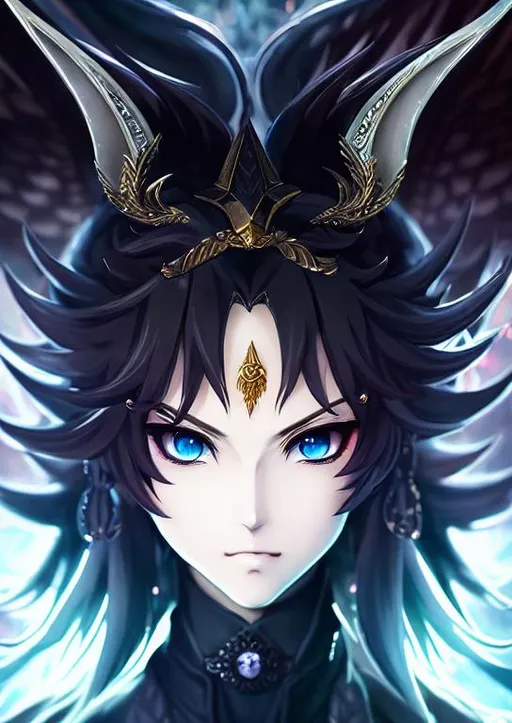 Prompt: highest quality portrait, Baphomet demon , digital painting, highly-detailed symmetric face, cinematic dark cold color palette, spotlight,perfect composition, hyperrealistic, super detailed, 8k, high quality, sharp focus,intricate details, highly detailed, dynamic lighting, detailed and intricate environment, anime artstyle by Yusuke Kozaki