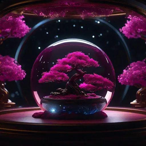 Prompt: "A beautiful miniature magenta bonsai tree trapped inside a glass orb - 8k resolution concept art hyperdetailed Unreal Engine hyperrealism resin cast Middle-Earth beautiful mysterious photorealistic hyperdetailed intricate geometric flickering light entangled Symmetry"
"A floating Gotham City high above the ground floating in a mass of clouds, a large pendulum swinging underneath pen and ink, detailed, dark colors, realism, fantasy, polished"