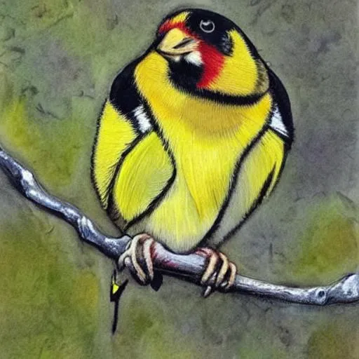 Prompt: beautiful painting of a goldfinch 