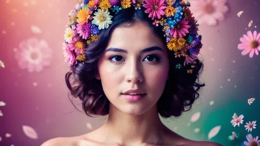 Prompt: Beautiful woman covered in flowers, Intricate detail, Hyperdetailed, Hyperrealistic, Photorealistic, Movie Quality, Film Quality, Masterpiece, Epic, Rainblw Colors, pastels, Volumetric Lighting, fairycore, dreamcore, colourful, 8k resolution, Eldritch