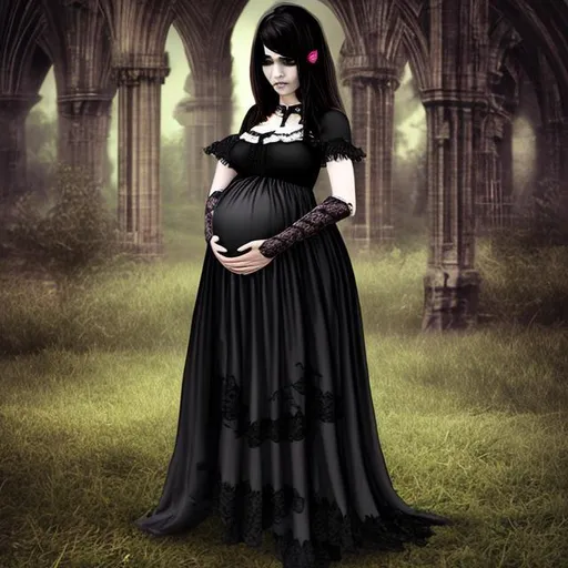 Prompt: gothic pregnant girl
