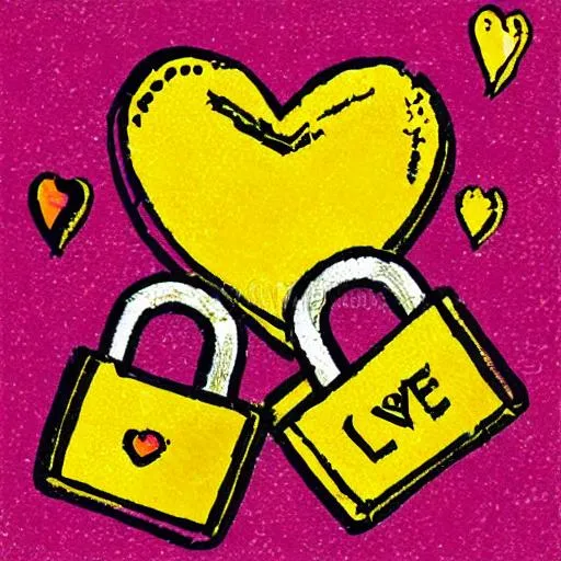 Prompt: love and padlock illustration