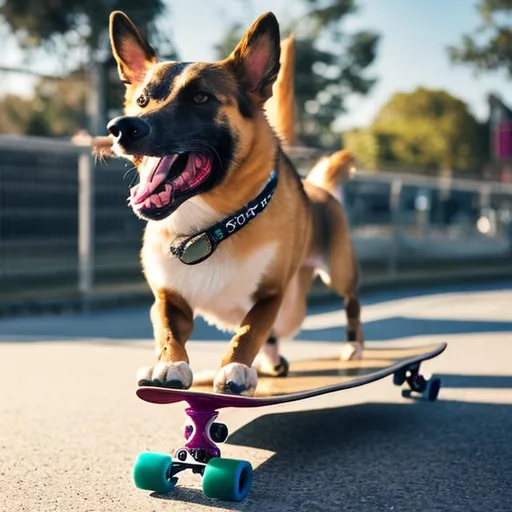 Prompt: Dog on a skateboard
