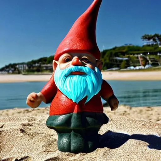 Prompt: gnome at the beach