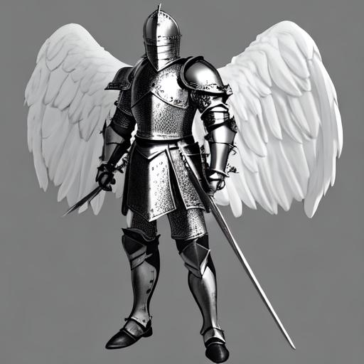 Knight black and white armour with angel wings