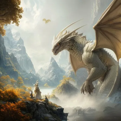 Prompt: beautiful photograph of most beautiful fictional, Dragon, goodnes, angelic, White and golden, extremely, detailed environment, detailed background, intricate, detailed skin, natural colors , professionally color graded, photorealism, 8k, moody lighting,full body, 8k resolution concept art, detailed matte painting, deep color, fantastical, intricate detail, splash screen, complementary colors, fantasy concept art, 8k resolution, trending on Artstation Unreal Engine 5，close up.