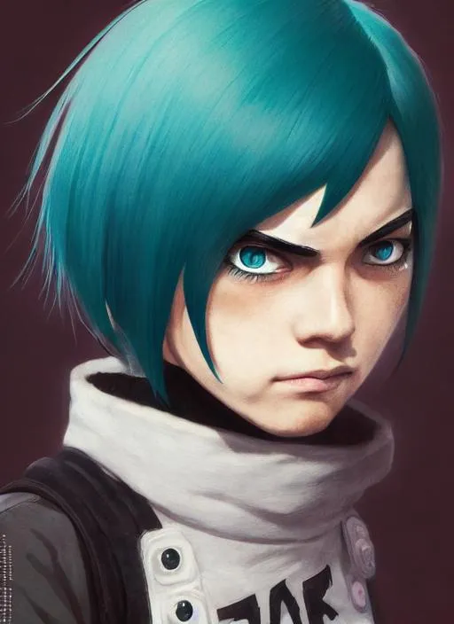 Prompt: Portrait of rock lee remake with teal hair and with punk face, tokyo, perfect composition, hyperrealistic, super detailed, 8k, high quality, trending art, trending on artstation, sharp focus, studio photo, intricate details, highly detailed, by greg rutkowski