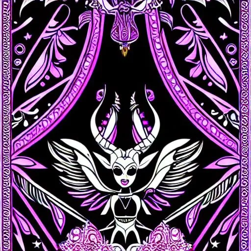 Prompt: Barbie {BAPHOMET} illustration, vector, extremely detailed, goth flowers, moon phase