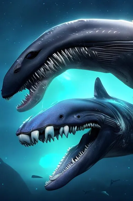 Prompt: Separated jaws whale-like Alien creatures on movie Avatar the way of water, terrifying looks, very scary alien monster whale with separated jaws and alien organism details on its body, sparks, Black and blue body colour, with cosmic pattern details in the sky, cinematic, unreal Engine, hyper realistic, 4K, Super HD, highlight pattern, highlight colour, ocean background, full body appearance, alien whale monster, Terrifying alien whale , dark monster, monster alien, highest details, cinematic lights, studio lightning, perfect composition, movie posters, Avatar alien Movie, Alien whale monster