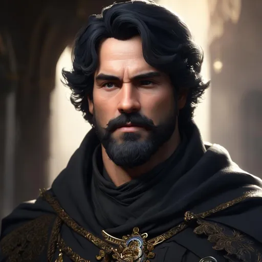Prompt: #Vasa# character, {{ultra definition, cinematic, epic 4K masterpiece} a medieval lord with a small beard and black hair,
intricate, elegant, highly detailed, digital painting, artstation, concept art, smooth, sharp focus, illustration, 4k, 