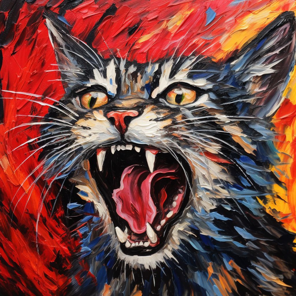 Prompt: scream painting as a cat