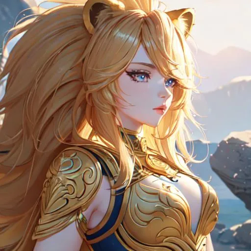 Prompt: Leo  The Lion zodiac as a 
female human, 8k, UHD,  highly detailed, close up