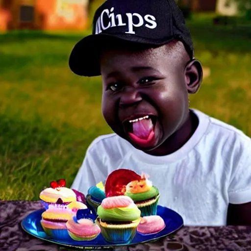 photo realistic picture of edp445 eating a childs' c